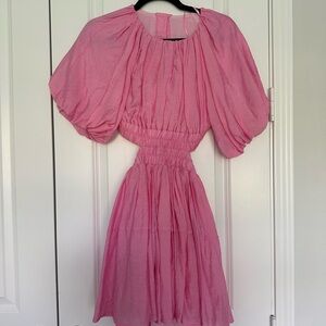 Vici Pink Puff Sleeve Dress with Cut Outs